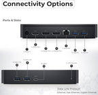 Dell D6000S Universal Dock Bundle with 130W Power Adapter – USB-C, Dual DisplayPort with 4K HDMI Cable + 4K DisplayPort Cable + USB-C Cable + Microfiber Cloth - Supports 4K Display (Renewed)