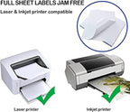 RBHK Sticker Paper, 8.5" x 11" Full Sheet Label Stickers Paper for Laser & Inkjet Printers (500 Sheets, 500 Labels)