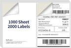 8.5" x 5.5" Half Page Self Adhesive Shipping Label, Compatible Laser & Inkjet Printers, White, 2 Labels Per Sheet(1000 Sheet Total 2000 Labels)