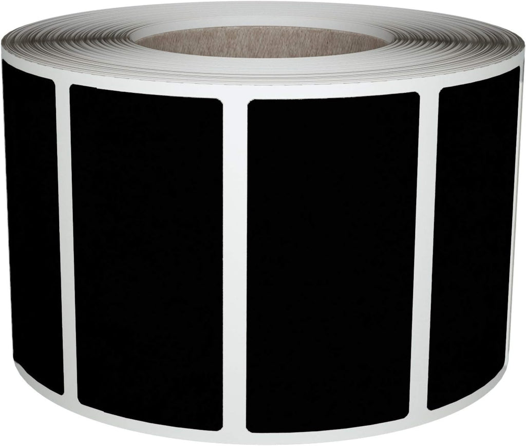 Rectangular Color Coding Sticker Roll - Write On Labels for Folders, Organizing & More, 1.57" x 0.75" Stickers to Write On Name Tags for Office Supplies & Organization, 500-Pack (Black) by Royal Green