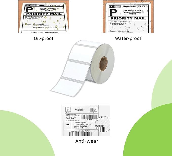 2.25" x 1.25" Direct Thermal Labels - White for Barcode Printing, Compatible With Zebra, Rollo, Munbyn Printers (12 Rolls, 1000 Labels/Roll)