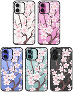MOSNOVO Case for iPhone 16, [10ft 4X Military-Grade Drop Protection] Durable & Shockproof Phone Case Cover Design for iPhone 16 - Cherry Blossom - Clear Black