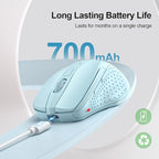 TECKNET Wireless Mouse (BT5.0/3.0 & 2.4G) Rechargeable 4800 DPI Silent USB A & Bluetooth Mouse 6 Buttons, Wide Compatibility - Lightblue