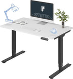 FLEXISPOT E6 Essential 3 Stages Dual Motor Electric Standing Desk 48x30 Inch Whole-Piece Board Height Adjustable Electric Sit Stand Desk(Black Frame + White Desktop, 2 Packages)