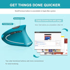 Vassink Ergonomic Wireless Mouse, Rechargeable Mouse 2.4Hz Vertical Wireless Optical Mice with USB Receiver, 6 Buttons for PC,Laptop,etc Blue