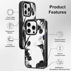 MOSNOVO Case for iPhone 14 Pro, [10ft 4X Military-Grade Drop Protection] Durable & Shockproof Phone Case Cover Design for iPhone 14 Pro - Black White Tulips - Clear Black