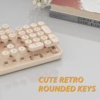 Wireless Keyboard and Mouse Combo, Cute Colorful 104 Keys Typewriter Retro Round Keycaps Keyboard for PC Laptop,Desktop,Windows, Home and Office Keyboards Coffee