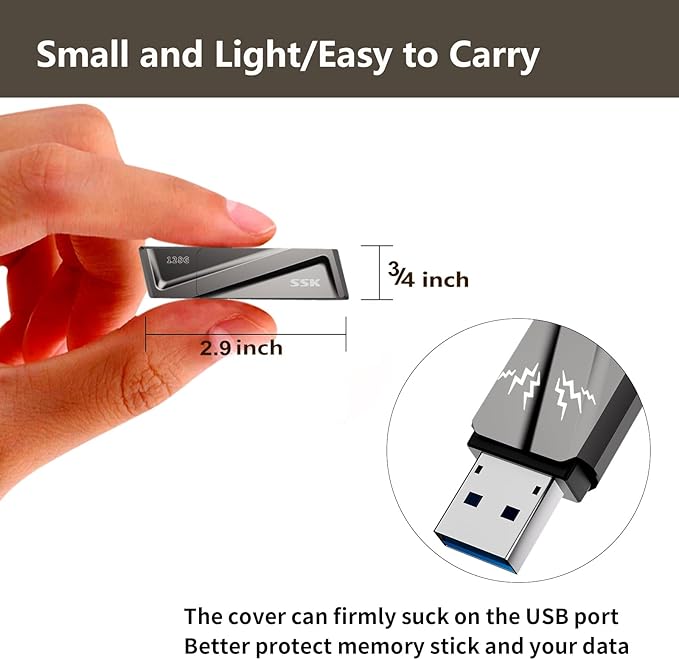 SSK 128GB USB Flash Drive 550MB/s USB 3.2 Gen2 USB Thumb Drive Fast Transfer Speed Externel Solid State Drive +USB C Adapter USB C Memory Stick for Type C Smartphone,MacBook/Pro/Air Laptop and More