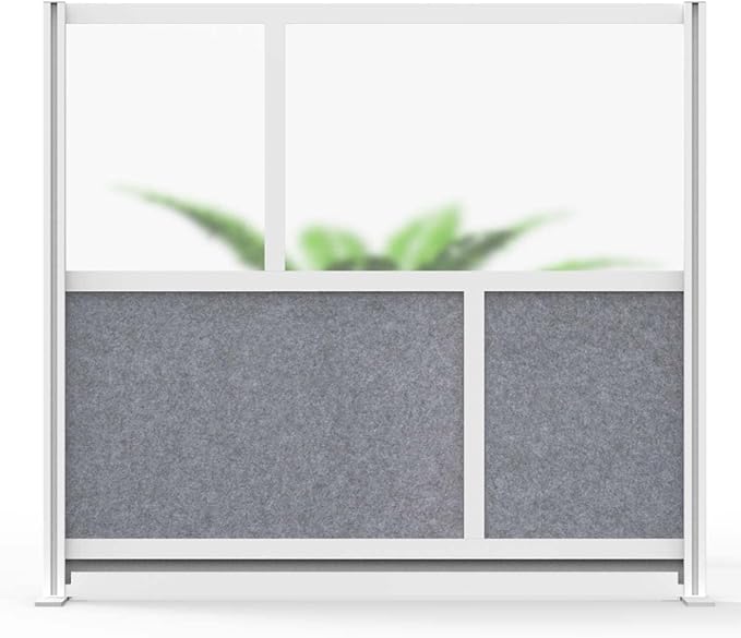 Stand Up Desk Store Expanse Modular Wall | 53'' x 48'' Wall | Expandable Partition Room Divider with Rearrangeable Frosted Acrylic & Sound Absorbent Panels (Silver Frame)