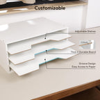 12x18 Construction Paper Organizer, 4-Tiers Paper Storage Shelf, Wooden Desk Organizer, File Holder and Letter Tray for Office, Home, Classroom