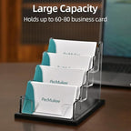 PecMuikee Business Card Holder for Desk，Acrylic Business Card Display Stand,Multiple Business Card Holders for Office, Exhibition, Home, Restaurant (4 Slot)