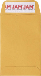 JAM PAPER #4 Coin Business Commercial Envelopes with Peel and Seal Closure - 3 x 4 1/2 - Brown Kraft Manila - Bulk 250/Box