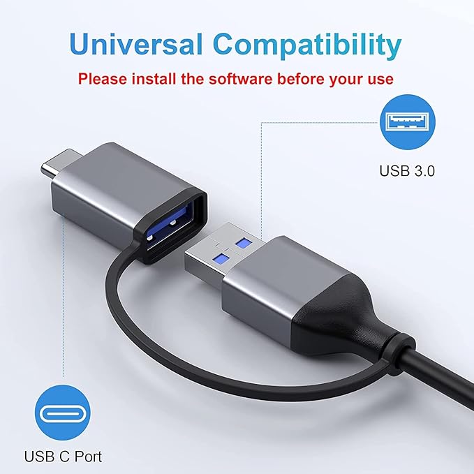 LIONWEI USB 3.0 to Dual HDMI Docking Station for Windows & macOS, USB C Adapter 2 Monitor Splitter for MacBook Pro/Air/M1/M2/Dell/HP/Lenovo/Surface