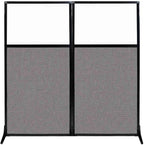 Versare Workstation Partition | Portable Wall Divider | Modern Office Cubicle | Free Standing Privacy Screen | Flexible Work Space | 66" x 70" W/Window, Slate Fabric Panels