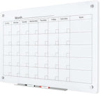 J&J worldwide Magnetic Whiteboard Calendar, 3' x 2' Glass Wall Calendar Dry Erase Board Monthly Planner for Home, School, Office, Frameless, with Markers, Marker Tray, Eraser, Magnets, 35 x 23 Inches