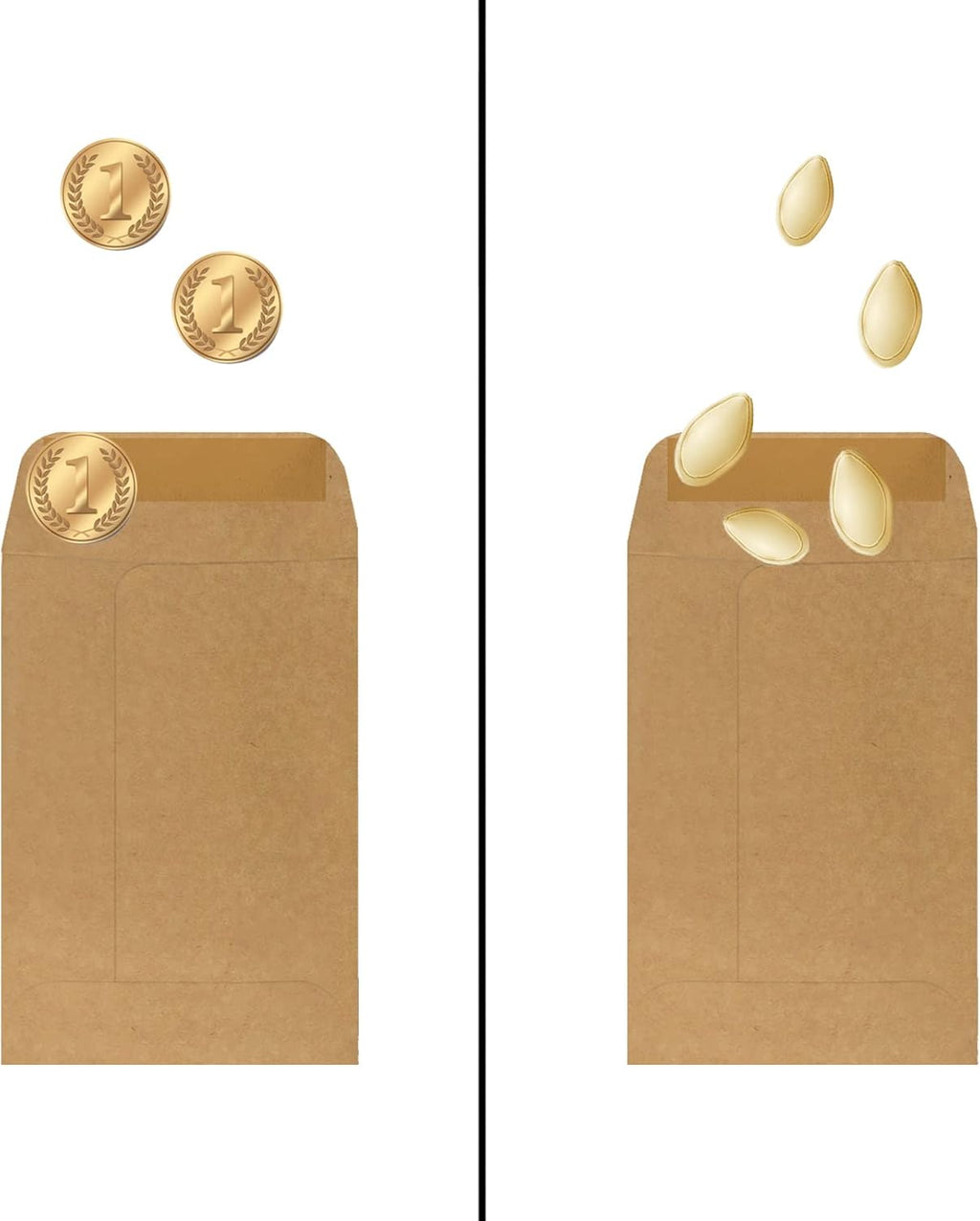 200 Pack #1 Kraft Coin Envelope 2.25 X 3.5 inches Kraft Envelopes Classic Small Parts Envelopes with Self Adhesive Gummed Flap for Coins Cash Credit Cards Seeds