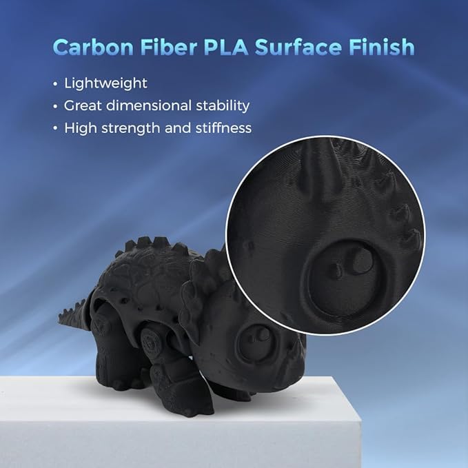 FLASHFORGE Carbon Fiber PLA Filament 1.75mm, Carbon Fiber Reinforced PLA 3D Printer Filament, 1KG Spool Dimensional Accuracy +/- 0.02mm, High Strength & High Abrasion-Resistance (Volcanic Rock Gray)