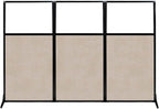 Versare Office Workstation Screen | Portable Wall Divider | Modern Cubicle | Freestanding Privacy Screen | Flexible Work Space | 3 Panels | 99" Wide x 70" Tall Beige SoundSorb Panels with Window