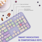 Wireless Typewriter Keyboard and Mouse - Wireless Keyboard with Silent Wireless Mouse, Cute Retro Keyboard Mouse Combo, 2.4G USB Computer Keyboard and Mouse for Windows Laptop/Desktop/PC(Purple)