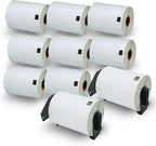 BETCKEY - Compatible Shipping Labels Replacement for Brother DK-1247 (4.07" x 6.4"), Use with Brother QL Label Printers [10 Rolls + 2 Reusable Cartridges]