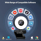 papalook 4K Autofocus Webcam with Light, UHD Web Camera with Remote Control and Dual Noise-Cancelling Mics, Plug and Play USB Webcams for PC Laptop Zoom Skype Teams Google Meet