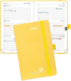 POPRUN 2026 Planner (Pocket Size 4''x 6.25'' Hardcover) - Small Calendar for Purse with Hourly Schedule & Vertical Weekly Layout, Monthly Calendars, 100 GSM - Light Yellow
