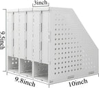 SAYEEC 2Pcs Collapsible Plastic Magazine File Holder Vertical Binder Storage Organizer for Desk Sturdy Upright Desktop Magazine Organizer Folder Rack for Office School Home (3 Compartments, Gray)