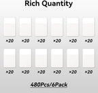 Sticky Index Tabs, Page Markers Writable File Tabs Flags for Notebooks, Binders, File Folders, Books 1.6 x 1 Inch, White (480 Pieces)