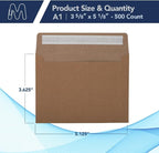 MOS A1 Invitation Envelopes – 3-5/8" x 5-1/8" Kraft Mailing Envelopes Self Seal (500 Count) – 120GSM/ 32LB Bond Heavy Duty – Gift Card, Business, Wedding, Card