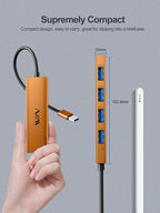 USB 3.0 Hub,4 Port USB Splitter Extender Portable Adapter Multiport Data Hub for Laptop,Xbox, Flash Drive,HDD,Console,Camera,Keyborad,Mouse Windows,Mac OS PC,Not Designed to Charge Devices-Orange