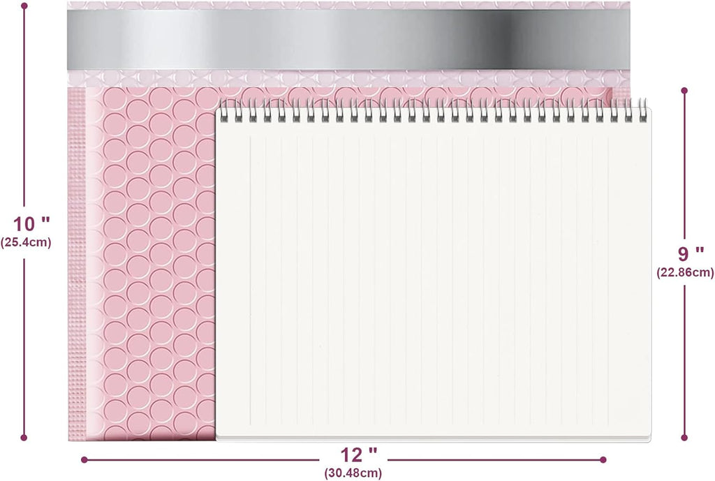Bubble Mailers A4 Paper Size, 12x10 Padded Envelopes for Shipping, 25 Pack Mailing Packages with Self Seal Adhesive, Waterproof Bubble Envelopes (Pink)