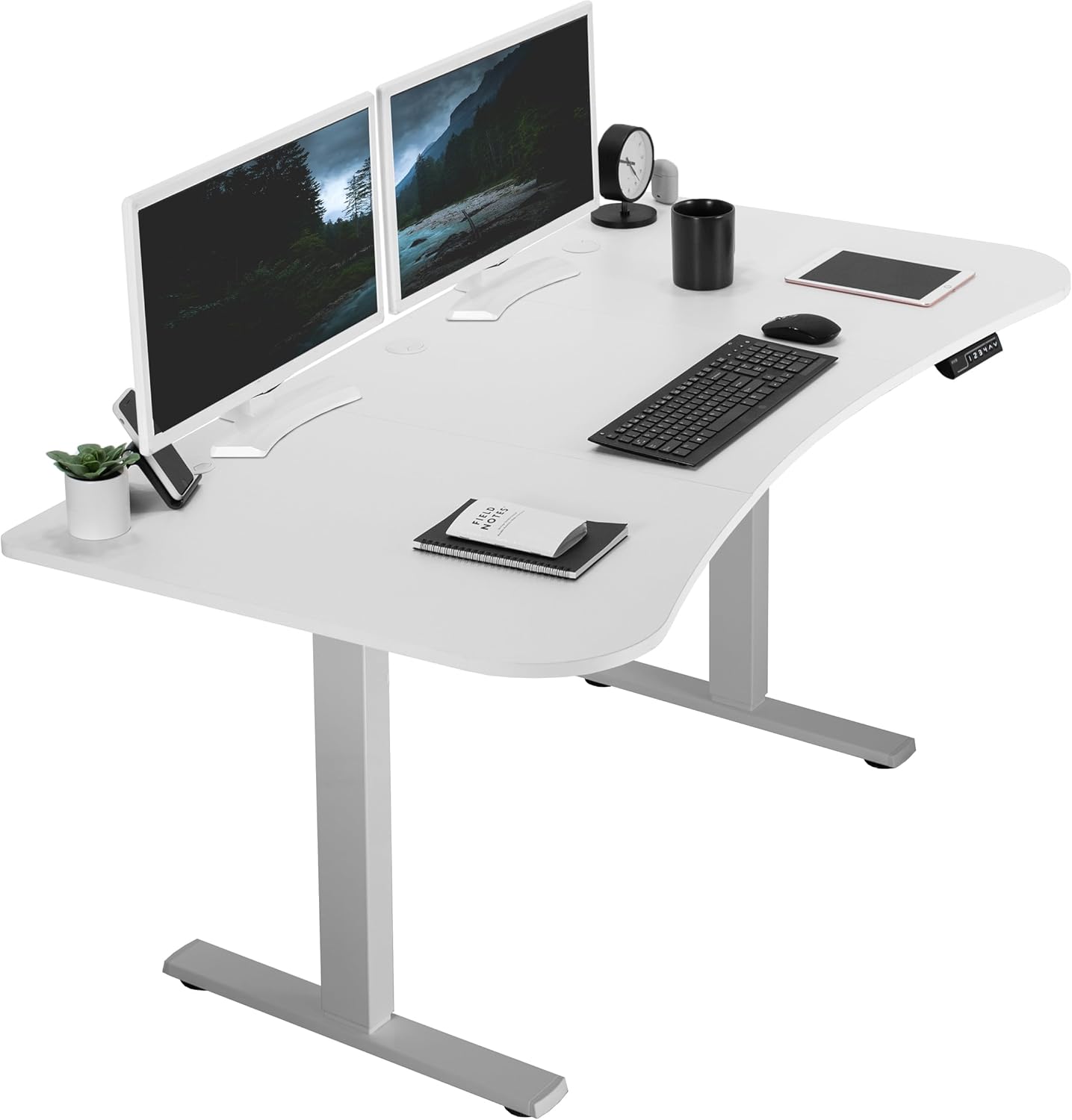VIVO Electric 63 x 32 in Standing Desk, Memory Height Adjustment, 1B Series, White Top Gray Frame, DESK-KIT-1G1W