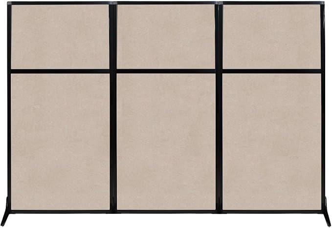 Versare Office Workstation Screen | Portable Wall Divider | Modern Cubicle | Freestanding Privacy Screen | Flexible Work Space | 3 Panels | 99" Wide x 70" Tall Beige SoundSorb Panels