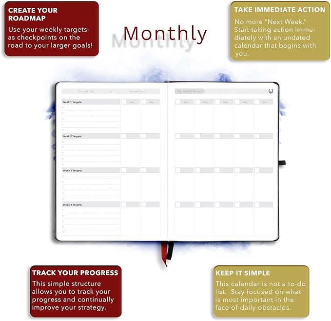 The Phoenix Journal - Best Daily Goal Planner, Organizer, & Calendar for Goal Setting, Gratitude, Happiness, & Productivity - Vision Board & Habit Tracking - 12 Weeks, Undated, Hardcover (Executive)