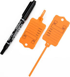 50 Car Key Tags with Labels Plastic Car Dealership Key Tags Self Locking Automotive Identifiers Blank Shop Labels with One Pen (Orange)