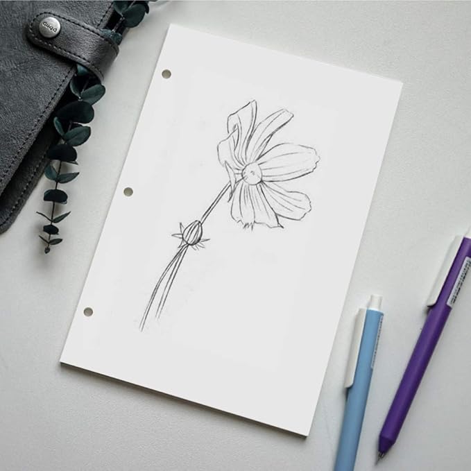 (3-Pack) A5 Filler Paper, 3 Hole Planner Refills, Organizer, Loose-leaf Binder Paper, Total 300 Sheets/600 Pages, 100gsm, Blank, White Paper, 5.8 x 8.2 Inch, 3 Hole Filler Paper, Mini Binder Refills