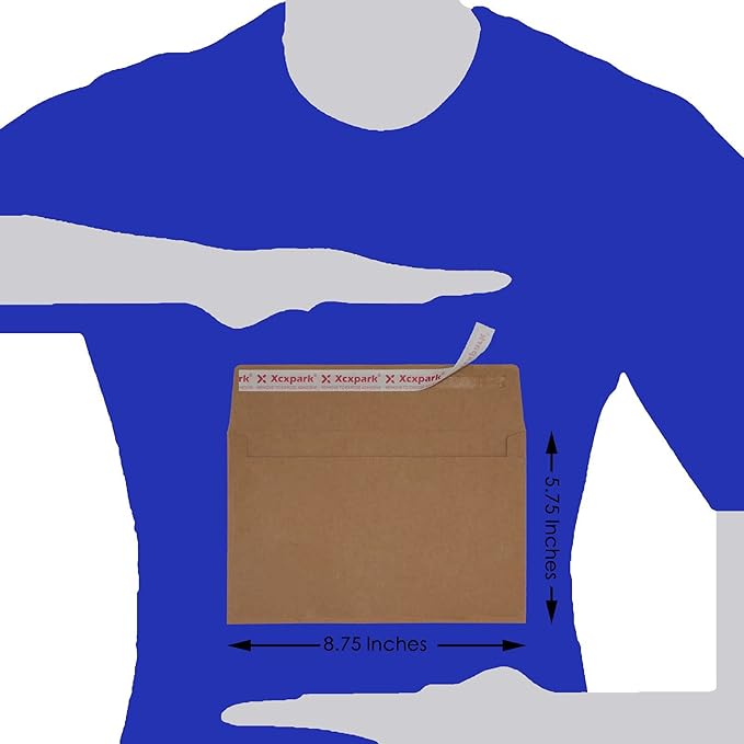 120 Qty A9 Invitation Envelopes 5.75x8.75, Self Seal 120GSM Brown Kraft Paper Envelopes for Invitations, Papers, Photos, Documents, Wedding, Baby Shower, Easy to Seal and Peel