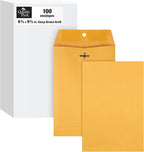 Quality Park 6-1/2 x 9-1/2 Clasp Envelopes, Clasp and Gummed Closures for Storing or Mailing, Heavy-Duty 32 lb Kraft Paper, 100 Per Box (QUA37763)
