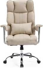 Big and Tall Office Chair 500lbs Wide Seat Executive Office Desk Chair High-Back Office Task Chair, Ergonomic Lumbar Support Computer Office Chairs for Heavy People(Beige)