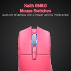 iRocks M31R Wireless Gaming Mouse, Triple Mode 2.4G/ Bluetooth/USB-C Detachable Cable Gaming Mouse, Kailh GM8.0 Mouse Switches, Advanced PixArt PAW3395 Optical Sensor, Up to 26,000 DPI - Pink