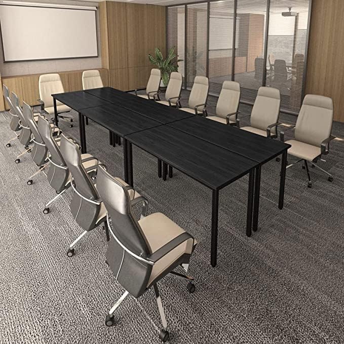 Bonzy Home Conference Tables 14ft Meeting Room Study Writing Printer Table Office Computer Desk for 16 People Save Space Design Modern 6PCS (165.3"x47.2"x29.5", Black)