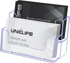 Uniclife Acrylic Business Card Holder for Desk 2 Slots Clear Business Card Display Stand for Men & Women Desktop Business Card Organizer Card Stand for Office Home Exhibition, 120 Card Capacity