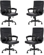 CLATINA Mid Back Leather Office Executive Chair with Lumbar Support and Padded Armrestes Swivel Adjustable Ergonomic Design for Home Computer Desk 4 Pack