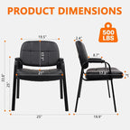 CLATINA Big & Tall 500 lbs Waiting Room Guest Chair, Leather Office Reception Chair No Wheels with Padded Arms for Elderly Home Desk Conference Room Lobby Side Salon Clinic, Black(6 Pack)