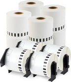 enKo - Compatible DK-2205 Continuous Blank White Paper Labels (2.4 Inch x 100 Feet) Use with Brother QL Label Printers QL-800, QL-820NWB QL 810W - [12 Rolls + 4 Refillable Cartridge Frames]