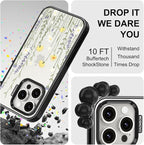 MOSNOVO Case for iPhone 15 Pro, [10ft 4X Military-Grade Drop Protection] Durable & Shockproof Phone Case Cover Design for iPhone 15 Pro - Wild Meadow - Clear Black