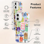 MOSNOVO Case for iPhone 16, [Buffertech 6.6ft Military-Grade Drop Protection] [Anti Peel Off Tech] Clear TPU Bumper Phone Case Cover Design - Air Ticket Labels