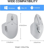 Rapoo MT760 Multi-Device Wireless Mouse, Bluetooth 5.0 and 2.4G Multi-Mode Connection, Up to 4 Devices, 11 Programmable Buttons, 4K DPI, 90 Days Battery Life, PC, Light Grey