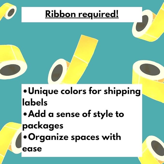 PSBM Thermal Transfer Labels, Yellow, 4x6 Inch, 4 Rolls, 1000 Labels/Roll, 3 Inch Core, Perforated, Must Have Thermal Ribbon (Not Included)