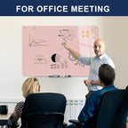 TSJ OFFICE Glass Dry-Erase Board - 36 x 24 Inches Wall Mounted Magnetic Whiteboard, Large Frameless Glass White Board for Office, Home & School, Pink